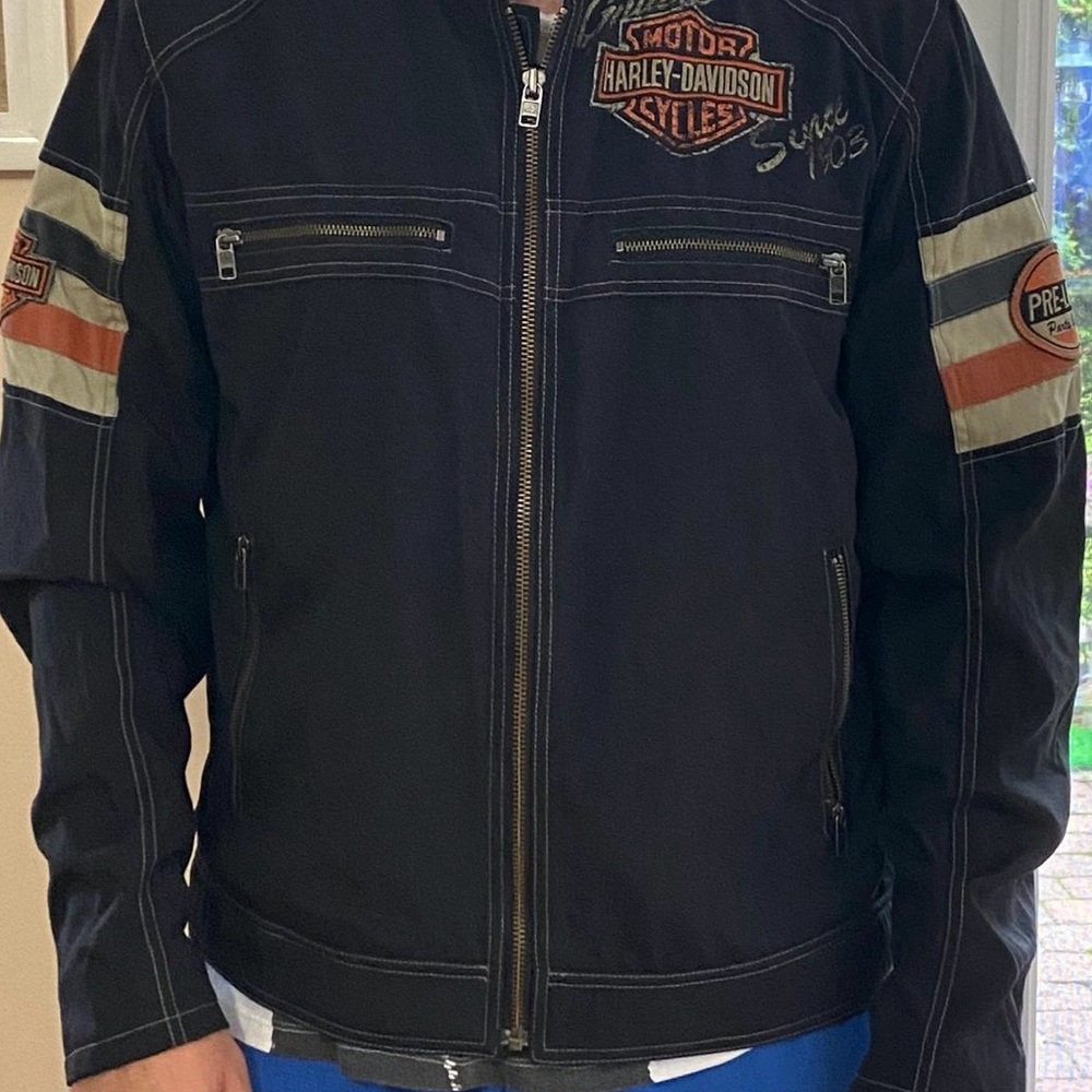 Harley-Davidson Black and Gray Bomber Jacket